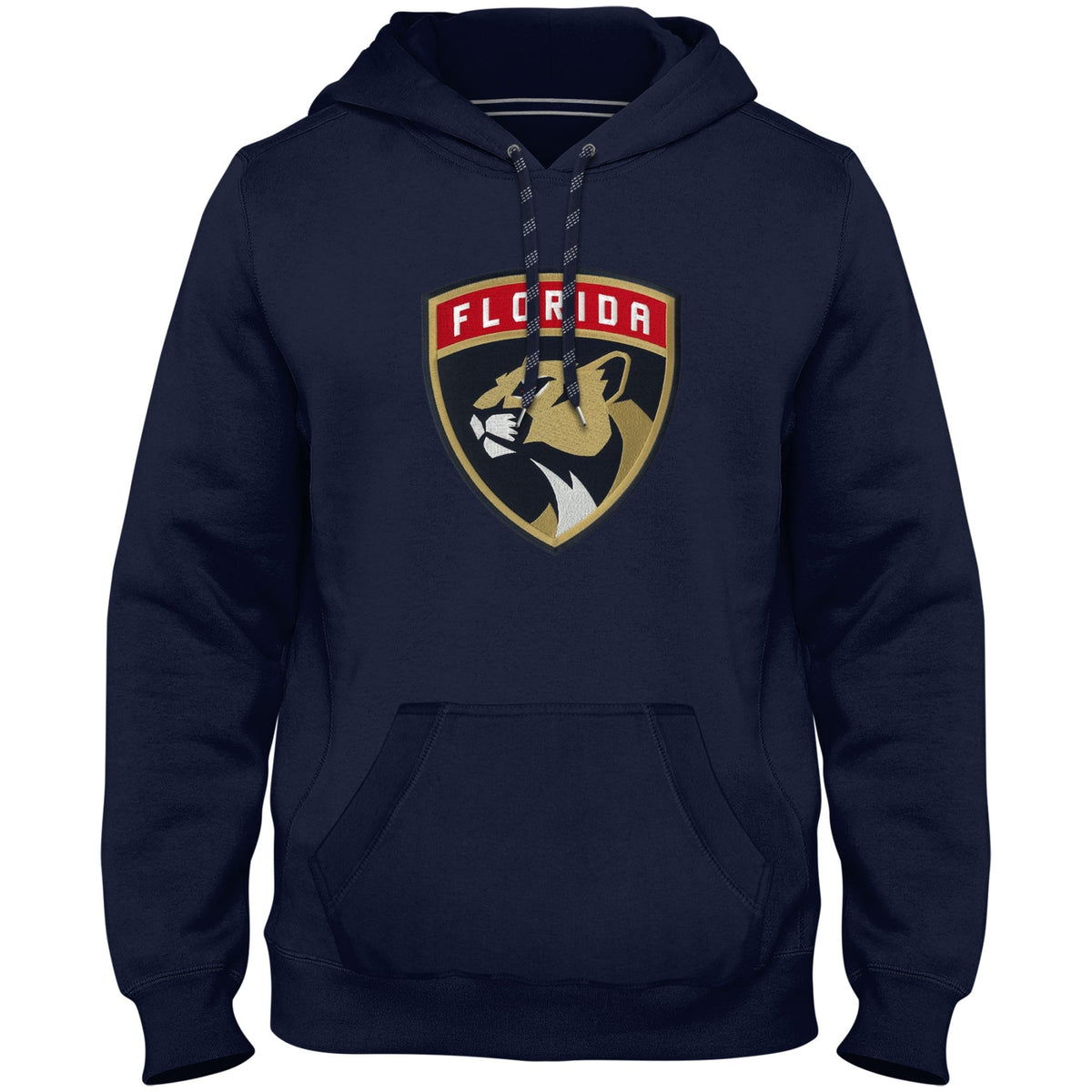 Florida Panthers NHL Bulletin Men Navy Express Twill Logo Hoodie product image 1, provided for visual reference and product