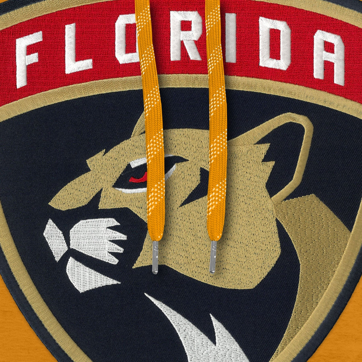 Florida Panthers NHL Bulletin Men Gold Express Twill Logo Hoodie product image 2, provided for visual reference and product