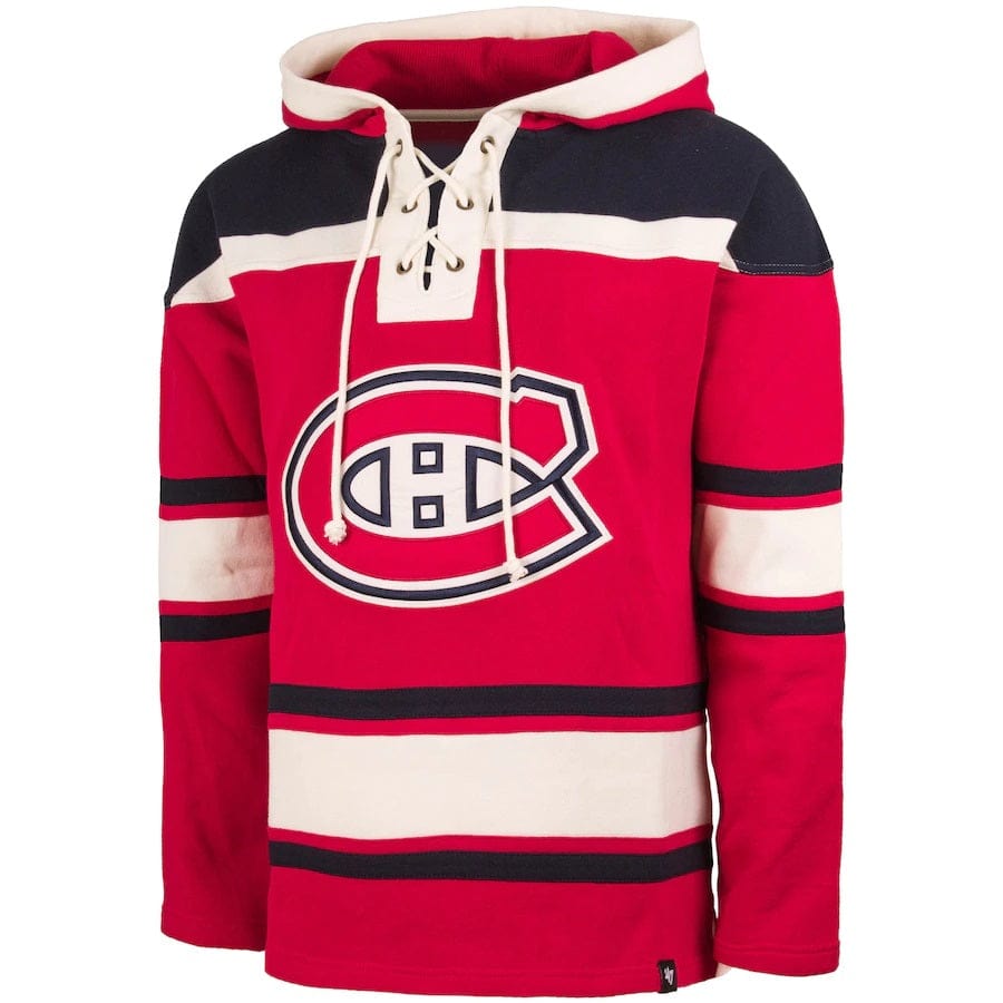 Patrick Roy Montreal Canadiens NHL 47 Brand Men Red Alumni Heavyweight Lacer Hoodie product image 3, provided for visual