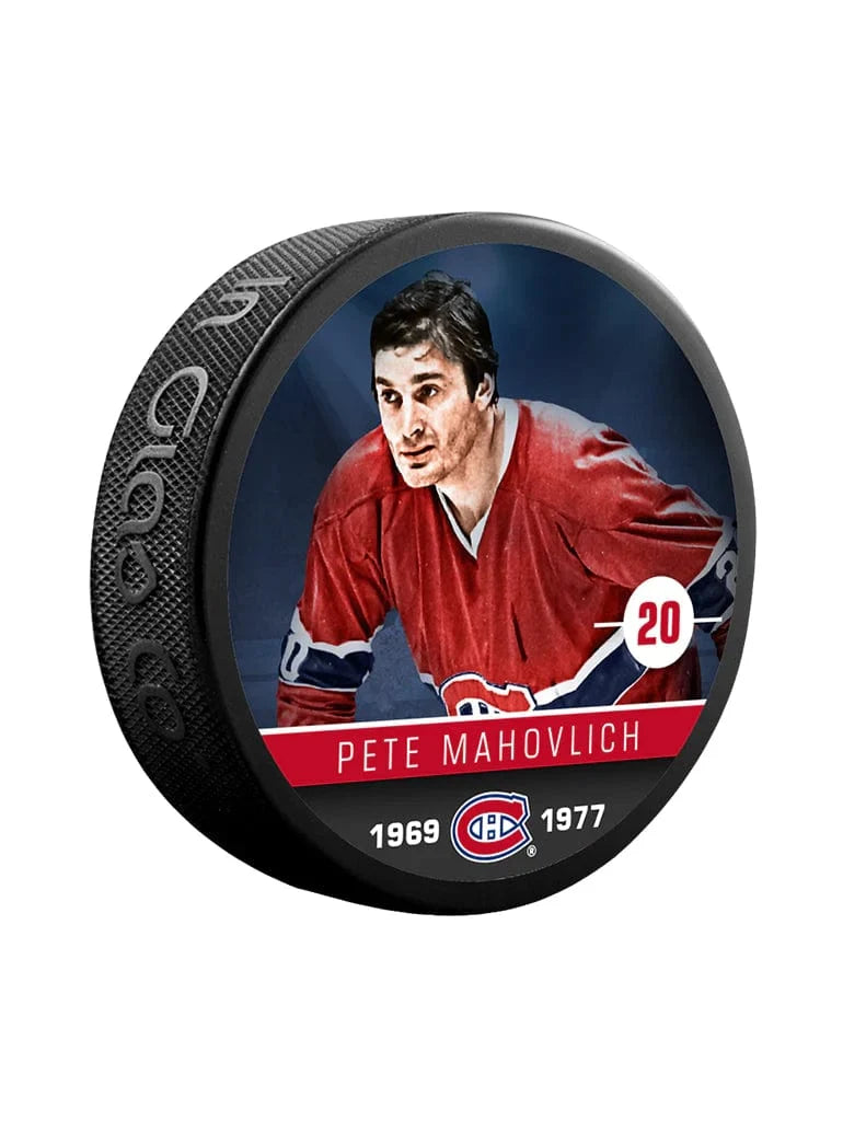 Pete Mahovlich Montreal Canadiens NHL Inglasco Alumni Souvenir Hockey Puck product image 1, provided for visual reference