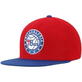 Philadelphia 76ers NBA Mitchell & Ness Men Red Two Tone 110 Flexfit Snapback product image 1, provided for visual reference