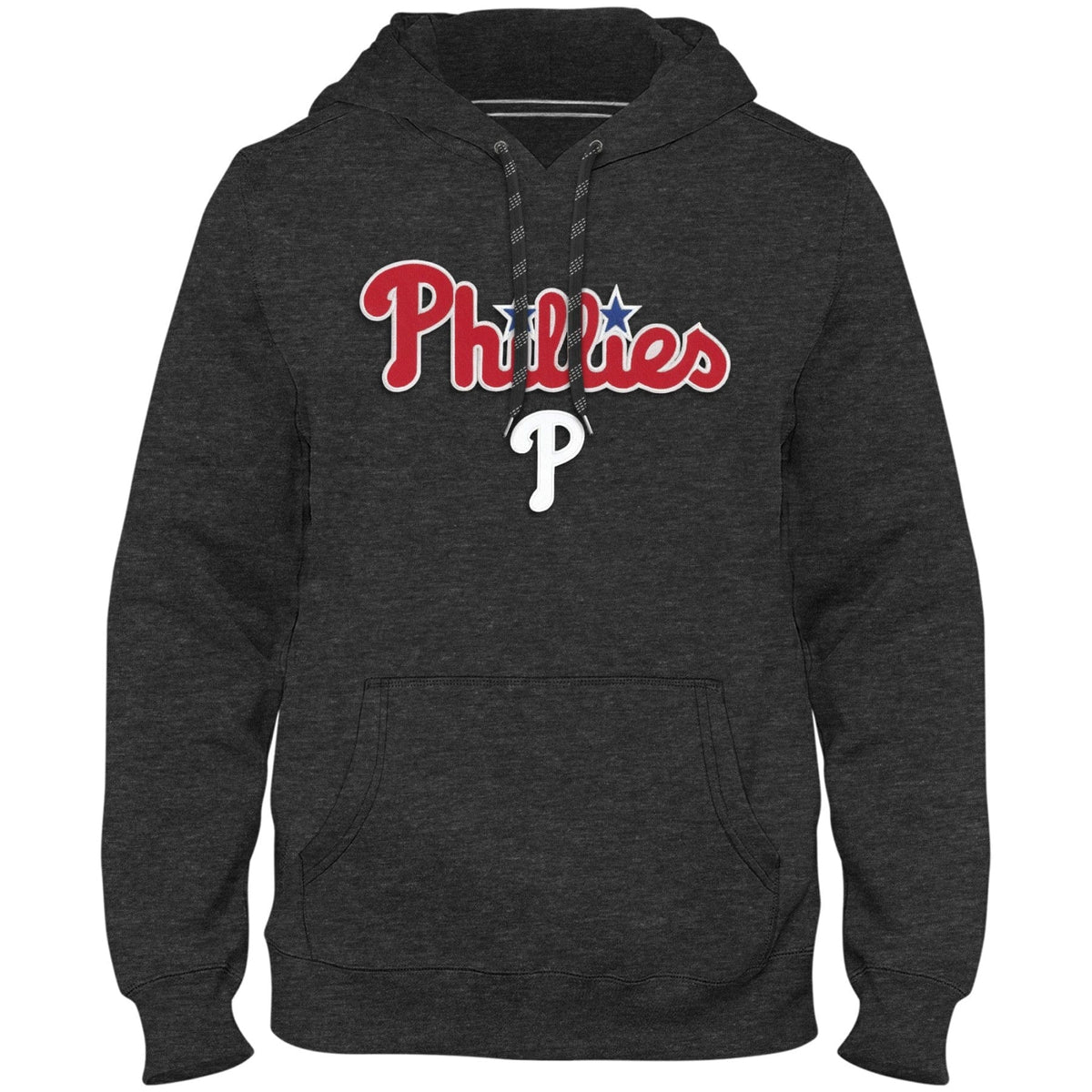 Philadelphia Phillies MLB Bulletin Men Charcoal Express Twill Logo Hoodie product image 1, provided for visual reference and