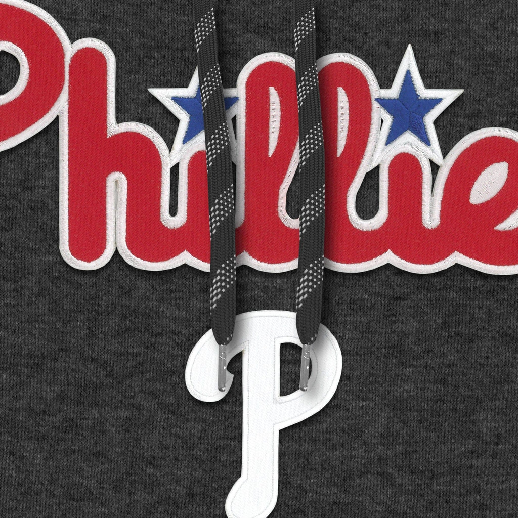 Philadelphia Phillies MLB Bulletin Men Charcoal Express Twill Logo Hoodie product image 3, provided for visual reference and