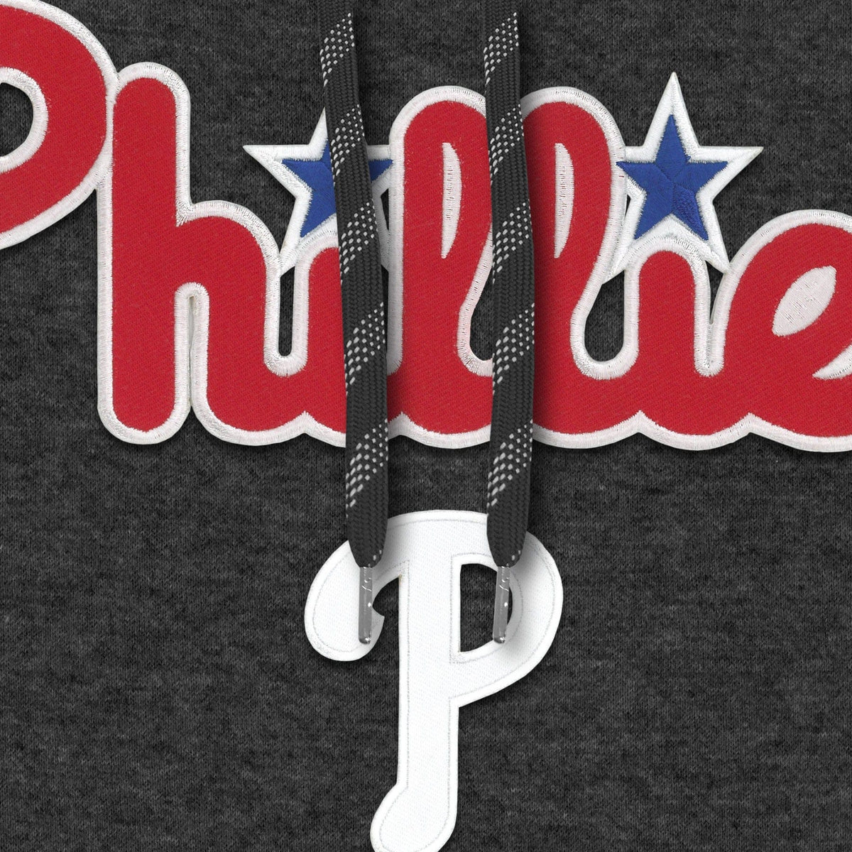 Philadelphia Phillies MLB Bulletin Men Charcoal Express Twill Logo Hoodie product image 3, provided for visual reference and