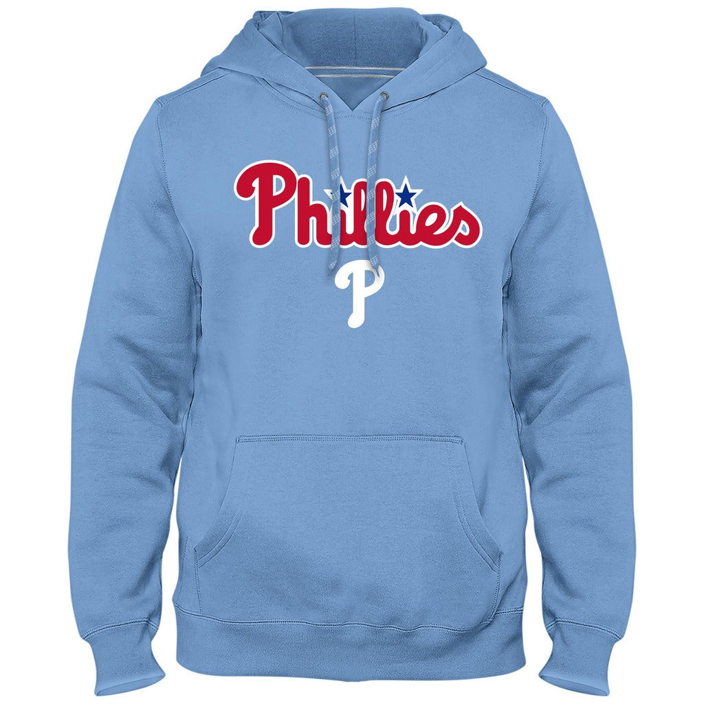 Philadelphia Phillies MLB Bulletin Men Light Blue Express Twill Logo Hoodie product image 1, provided for visual reference