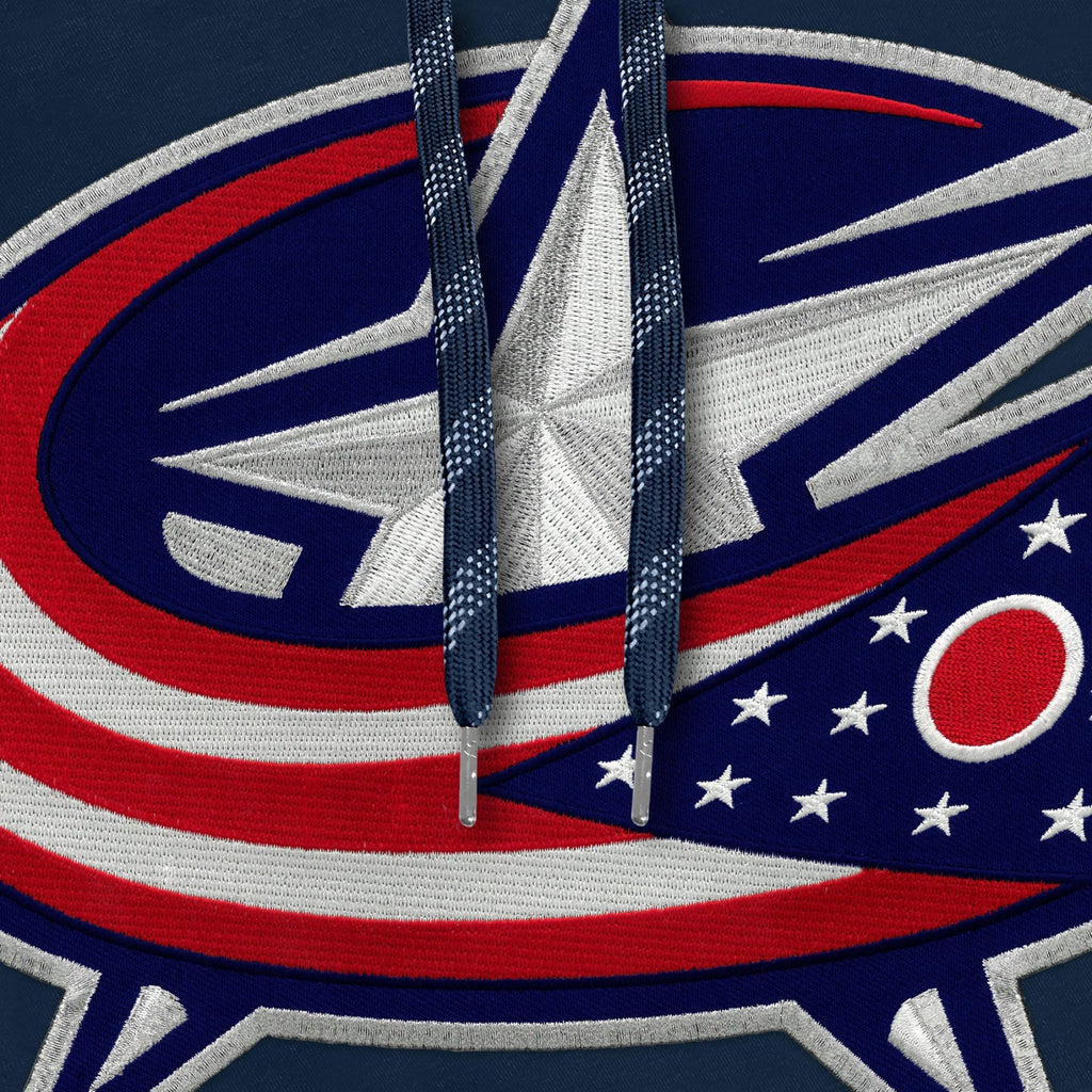 Columbus Blue Jackets NHL Bulletin Men Navy Express Twill Logo Hoodie product image 2, provided for visual reference and