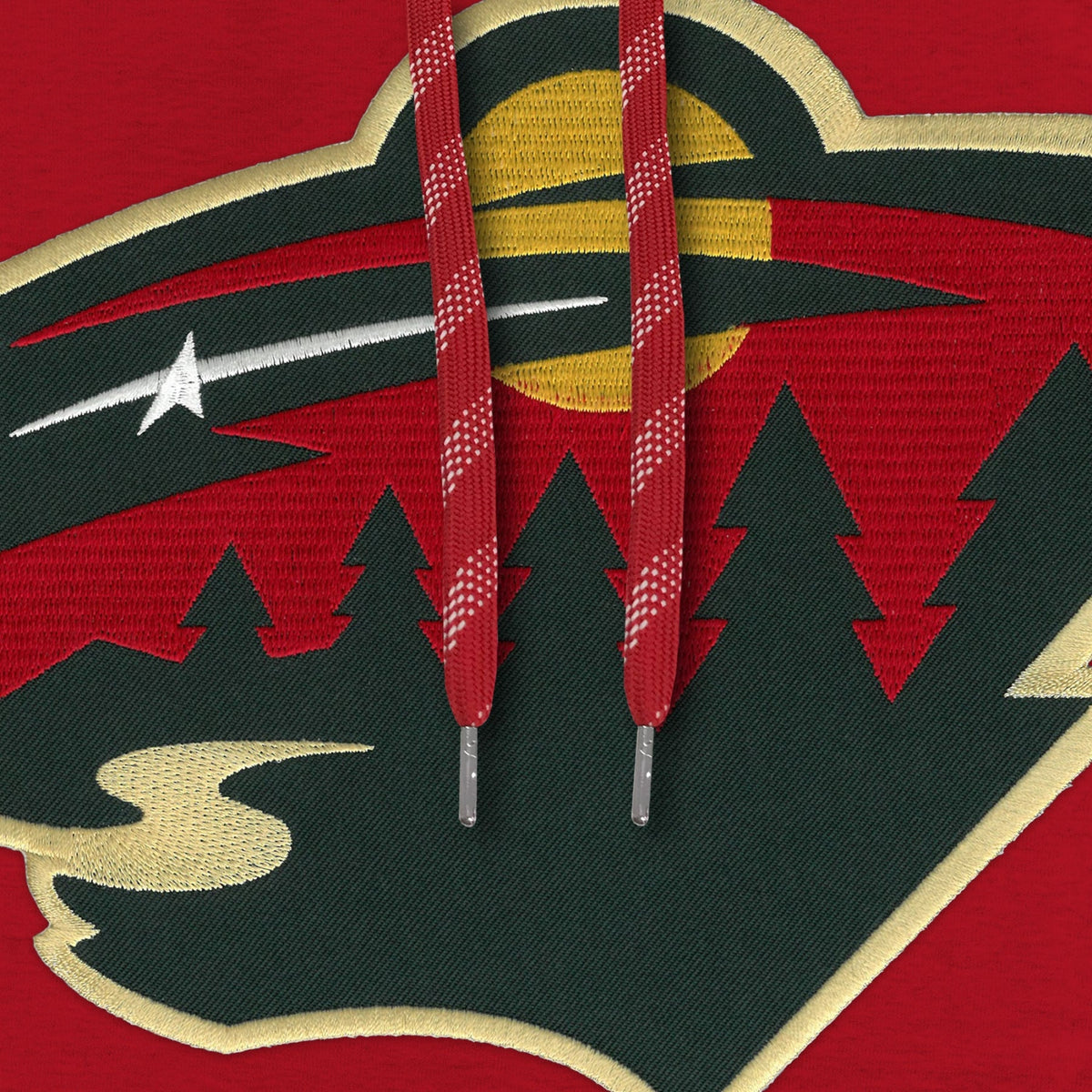 Minnesota Wild NHL Bulletin Men Red Express Twill Logo Hoodie product image 2, provided for visual reference and product