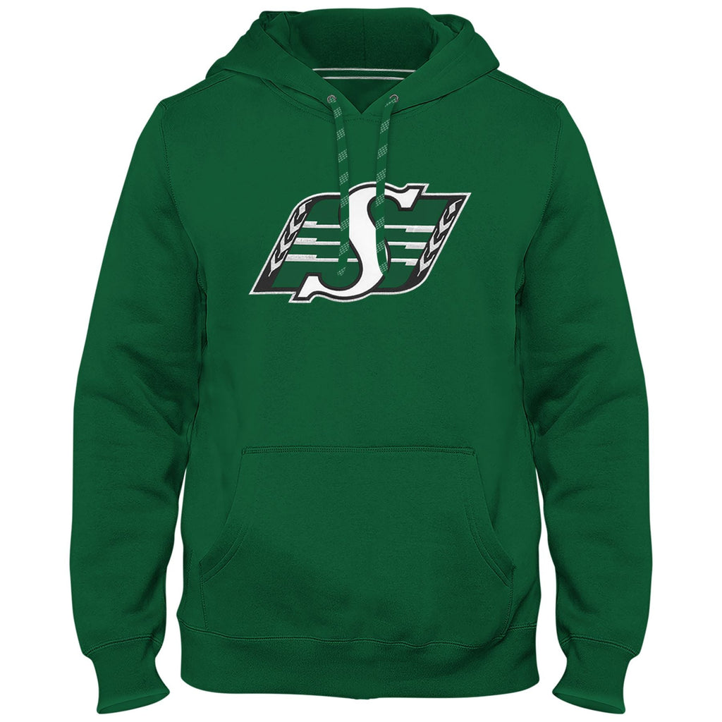 Saskatchewan Roughriders CFL Bulletin Men Green Express Twill Logo Hoodie product image 1, provided for visual reference and