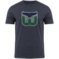 Hartford Whalers NHL Bulletin Men Navy Distressed Vintage Logo Heathered T-Shirt product image 1, provided for visual