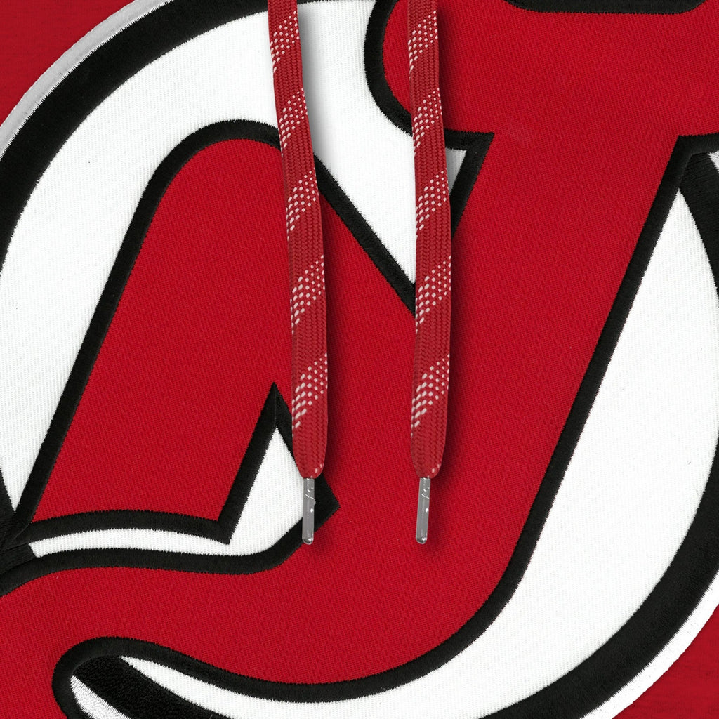 New Jersey Devils NHL Bulletin Men Red Express Twill Logo Hoodie product image 2, provided for visual reference and product