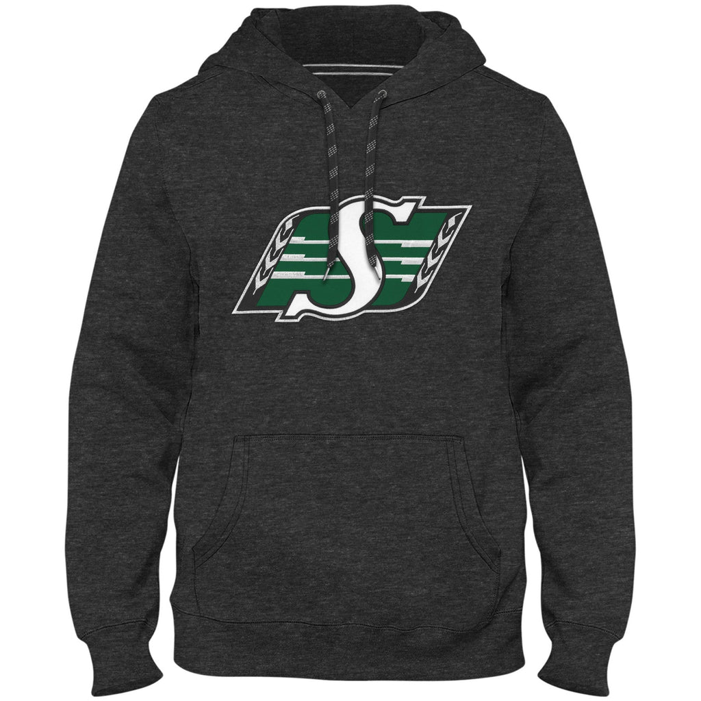 Saskatchewan Roughriders CFL Bulletin Men Charcoal Express Twill Logo Hoodie product image 1, provided for visual reference
