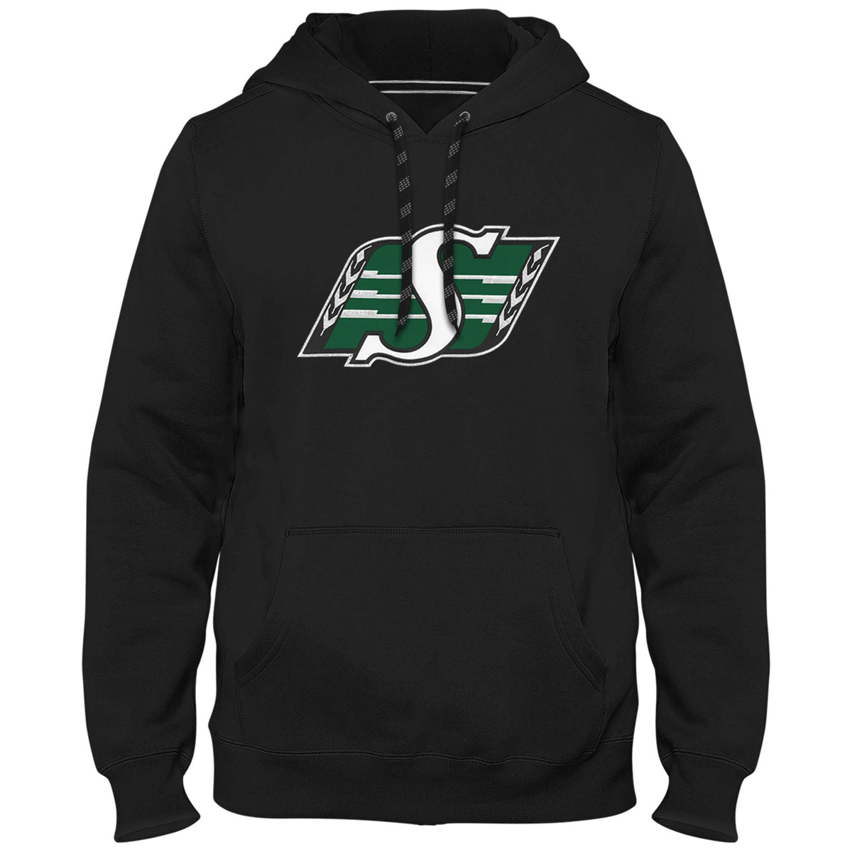 Saskatchewan Roughriders CFL Bulletin Men Black Express Twill Logo Hoodie product image 1, provided for visual reference and