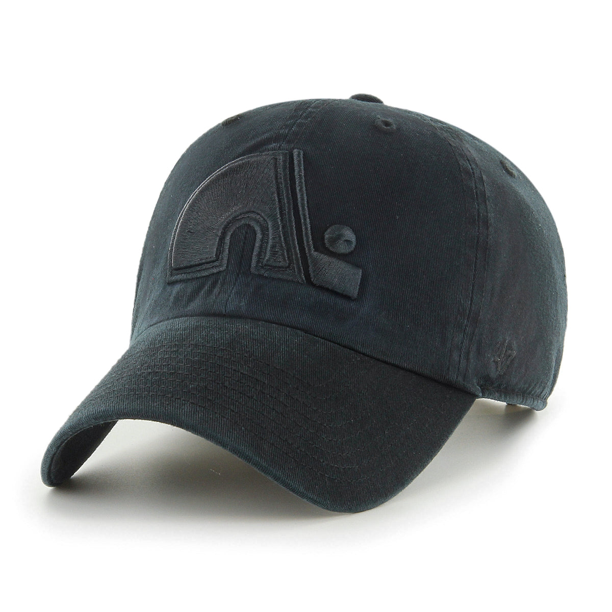 Quebec Nordiques NHL 47 Brand Men Black on Black Clean Up Adjustable Hat product image 1, provided for visual reference and