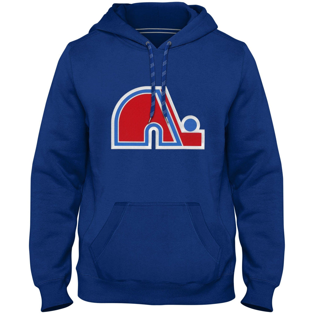 Quebec Nordiques NHL Bulletin Men Royal Blue Express Twill Logo Hoodie product image 1, provided for visual reference and