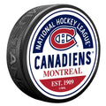 Montreal Canadiens NHL Block Textured Hockey Puck product image 1, provided for visual reference and product detail review