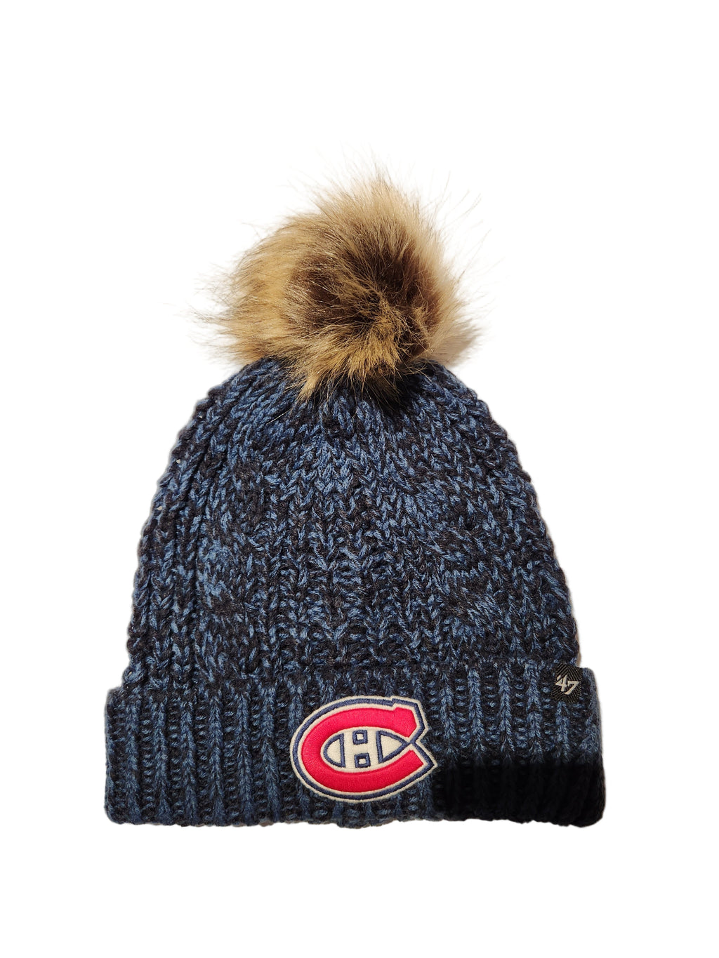 Montreal Canadiens NHL 47 Brand Women Navy Meeko Cuff Pom Knit product image 1, provided for visual reference and product
