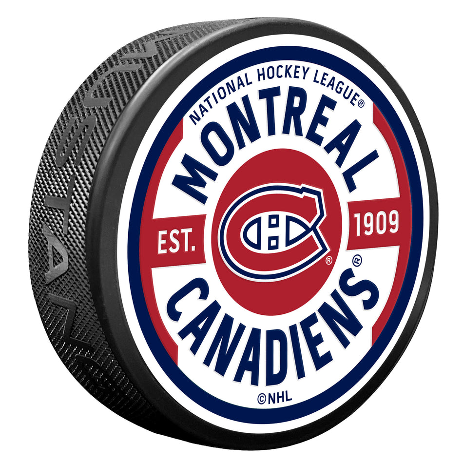 Montreal Canadiens NHL Gear Textured Hockey Puck product image 1, provided for visual reference and product detail review