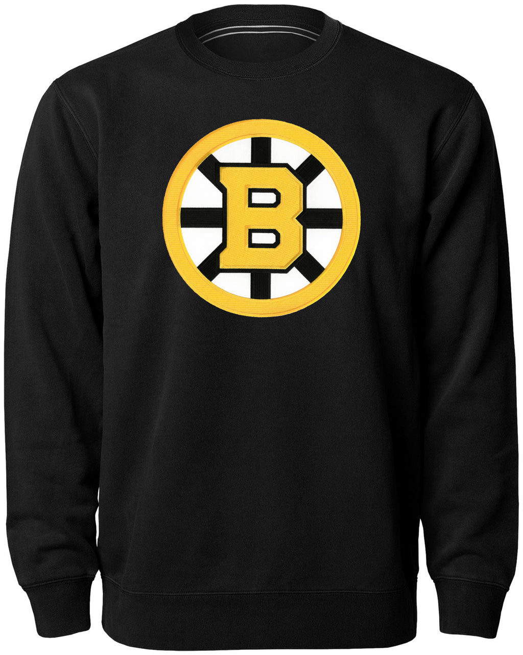 Boston Bruins NHL Bulletin Men Black Twill Logo Express Crew Sweater product image 1, provided for visual reference and