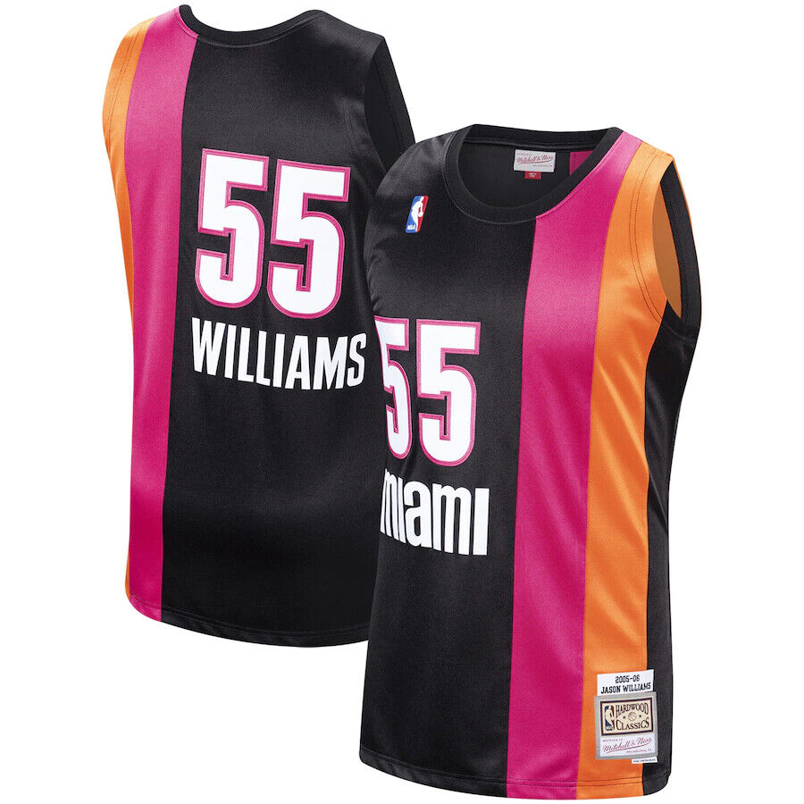 Miami Heat Jason Williams 2005-06 Mitchell & Ness Black Basketball Jersey product image 1, provided for visual reference and