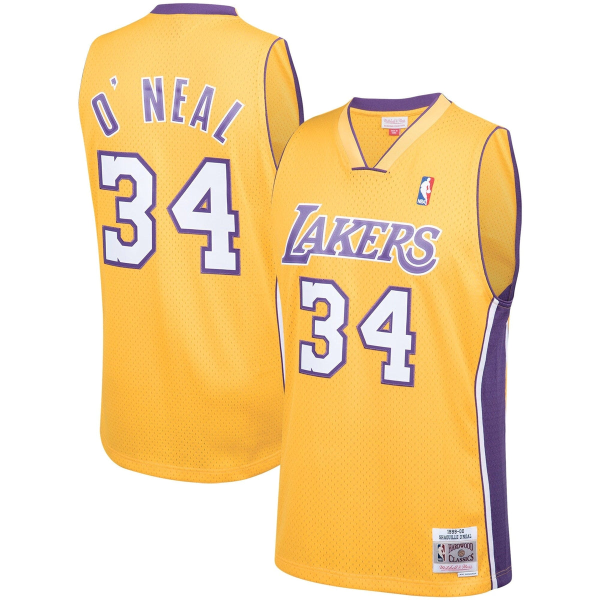 Shaquille O'Neal Los Angeles Lakers NBA Mitchell & Ness Men Golden 1999-2000 Hardwood Classics Swingman Jersey product image