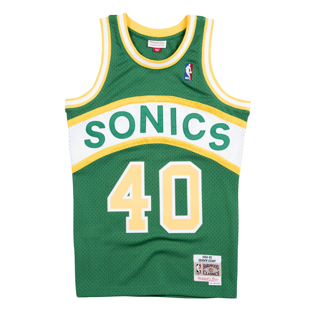 Shawn Kemp Seattle Supersonics NBA Mitchell & Ness Men Green 1994-95 Hardwood Classics Swingman Jersey product image 2,