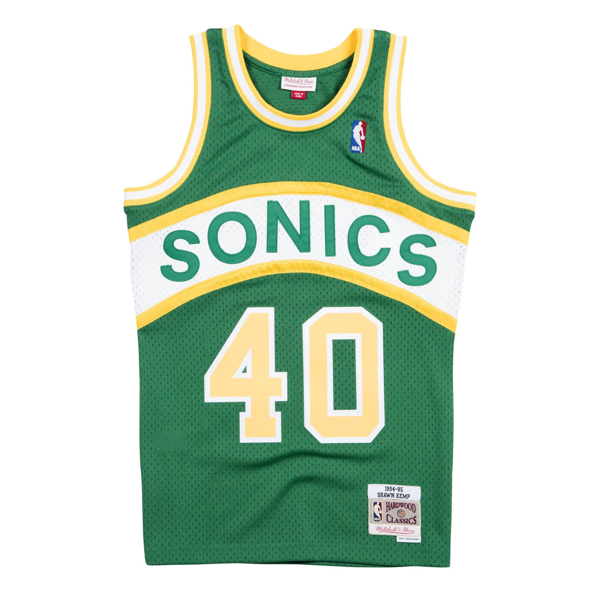 Shawn Kemp Seattle Supersonics NBA Mitchell & Ness Men Green 1994-95 Hardwood Classics Swingman Jersey product image 2,
