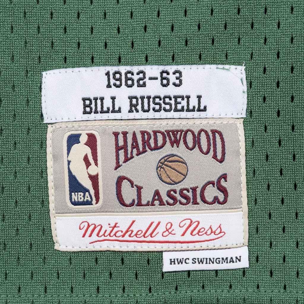 Boston Celtics Bill Russell Green 1962-63 Hardwood Classics Swingman Jersey product image 2, provided for visual reference