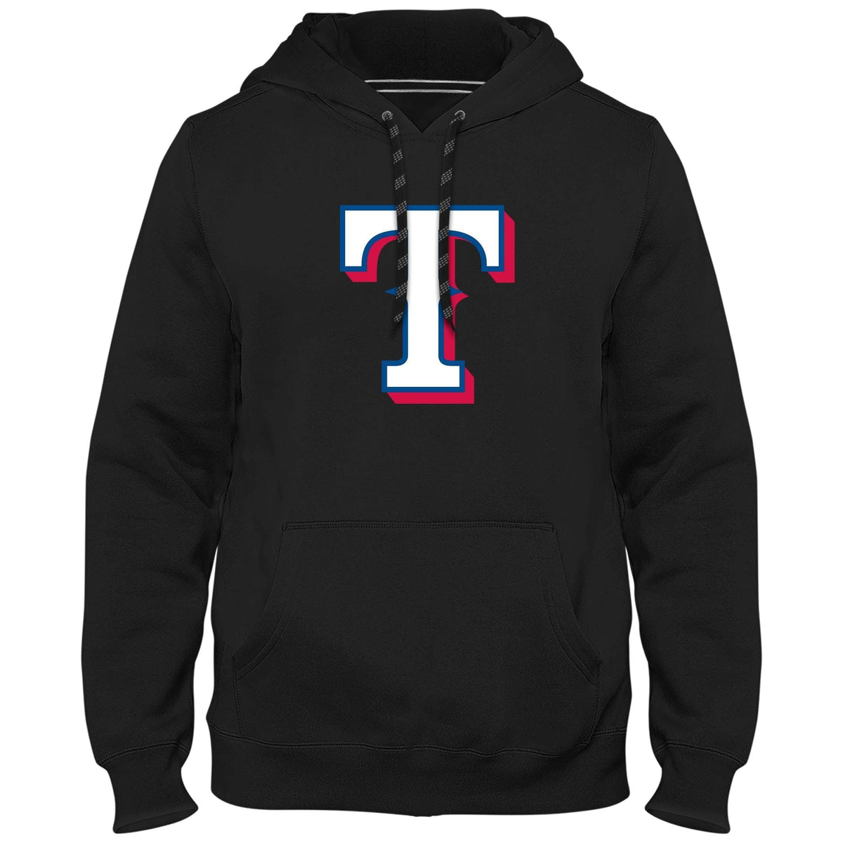 Texas Rangers MLB Bulletin Men Black Express Twill Logo Hoodie product image 1, provided for visual reference and product