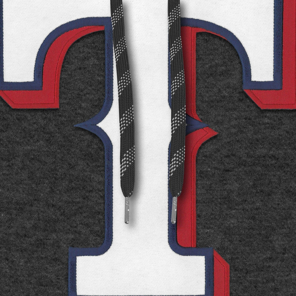 Texas Rangers MLB Bulletin Men Charcoal Express Twill Logo Hoodie product image 3, provided for visual reference and product
