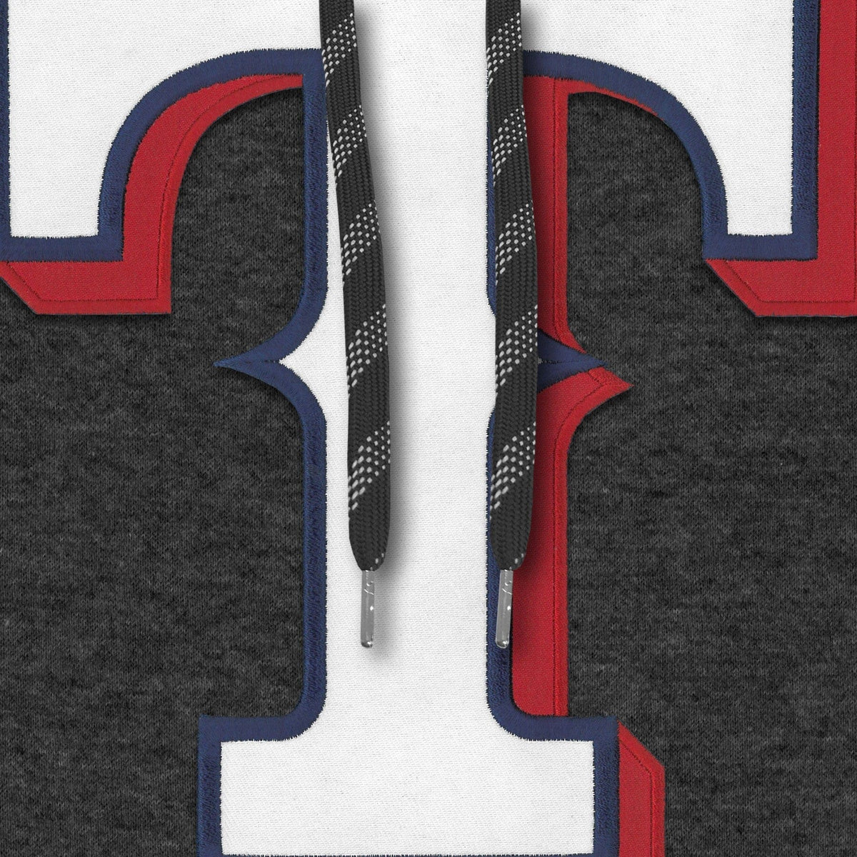 Texas Rangers MLB Bulletin Men Charcoal Express Twill Logo Hoodie product image 3, provided for visual reference and product