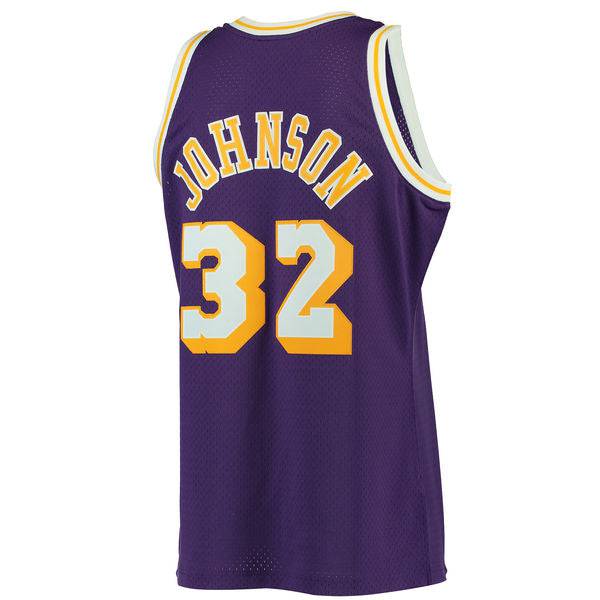 Los Angeles Lakers Magic Johnson Mitchell & Ness Purple 1984-85 Hardwood Classics Swingman Jersey for Men product image 3,