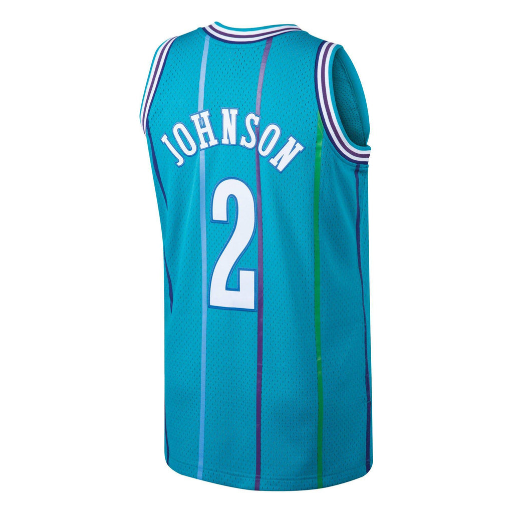 Mitchell & Ness Larry Johnson Charlotte Hornets Teal 1992-93 Hardwood Classics Swingman Jersey for Men product image 3,