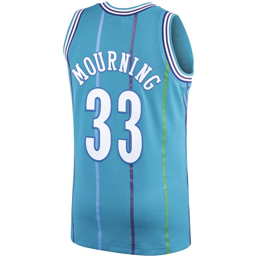 Men’s Alonzo Mourning Charlotte Hornets 1992-93 Swingman Replica Jersey By Mitchell & Ness product image 3, provided for