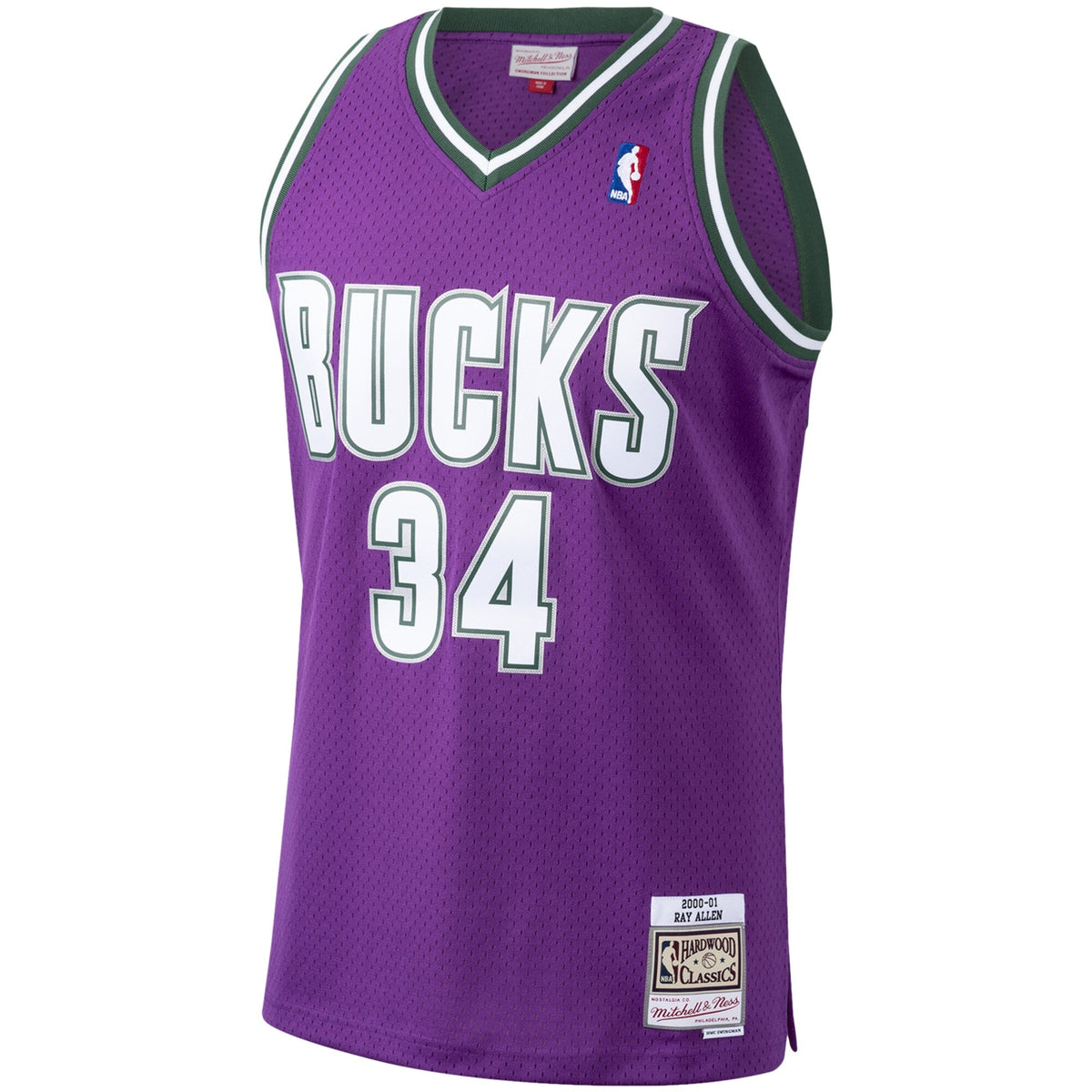 Mitchell & Ness Ray Allen Milwaukee Bucks Purple 2000-01 Hardwood Classics Swingman Jersey for Men product image 2, provided