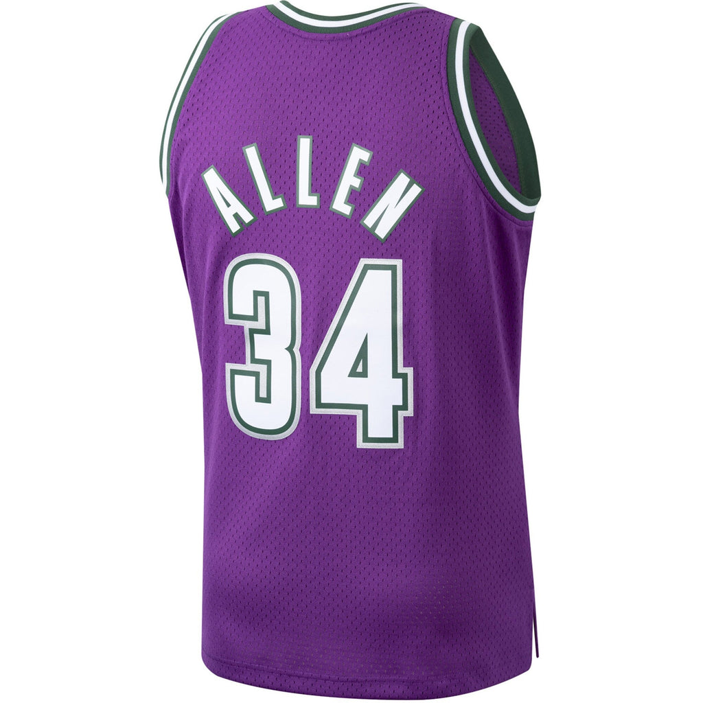 Mitchell & Ness Ray Allen Milwaukee Bucks Purple 2000-01 Hardwood Classics Swingman Jersey for Men product image 3, provided