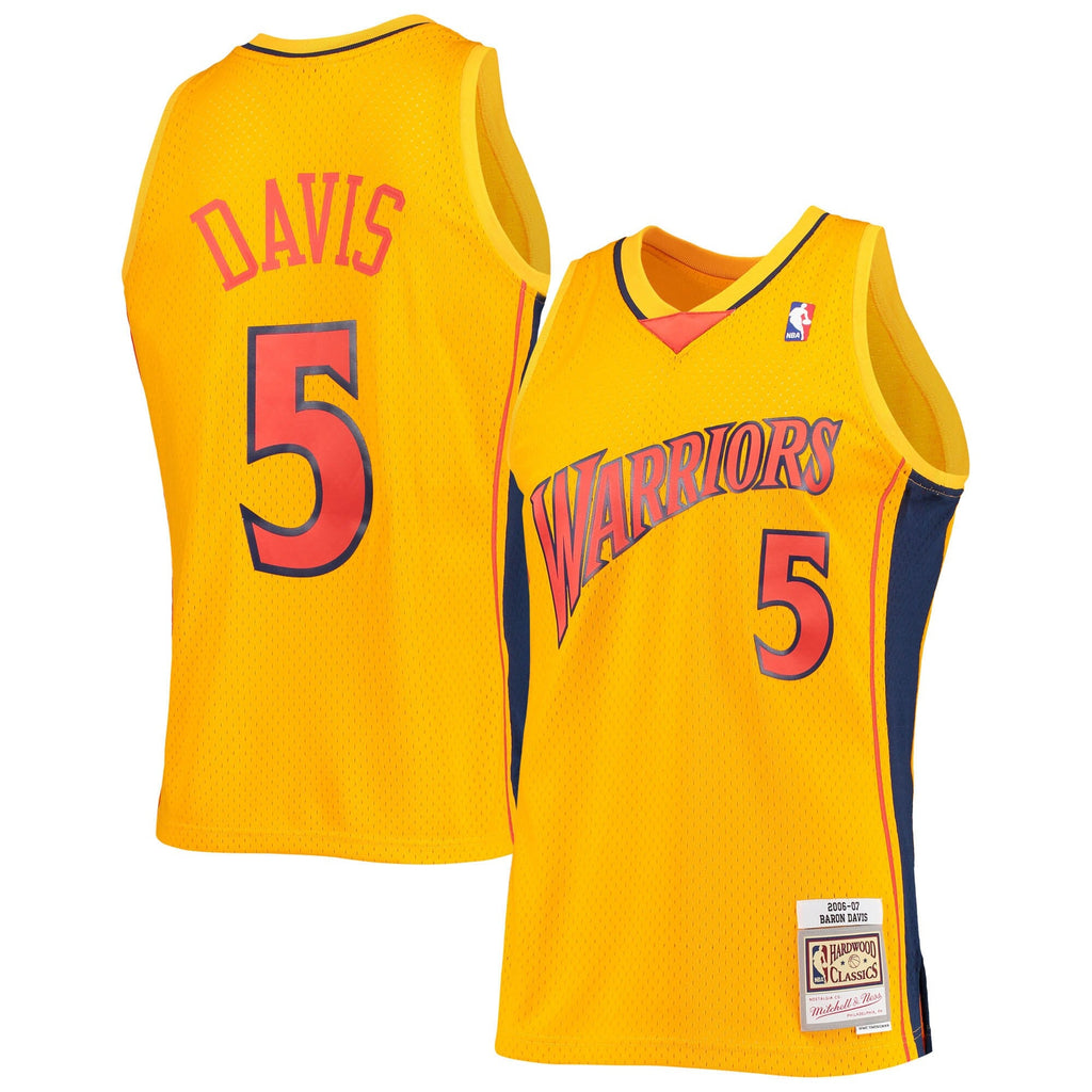 Golden State Warriors Baron Davis Mitchell & Ness Gold Hardwood Classics Reload 2.0 Swingman Jersey for Men product image 1,