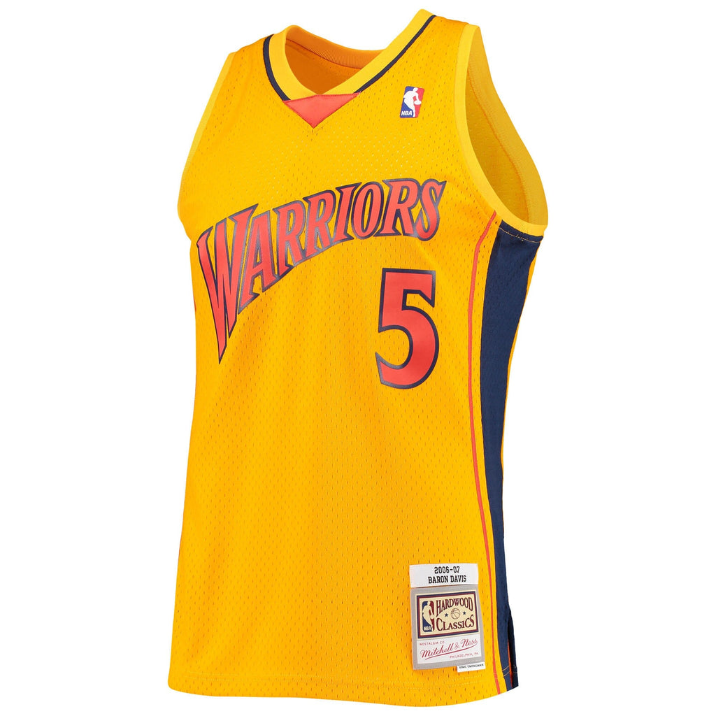 Golden State Warriors Baron Davis Mitchell & Ness Gold Hardwood Classics Reload 2.0 Swingman Jersey for Men product image 2,