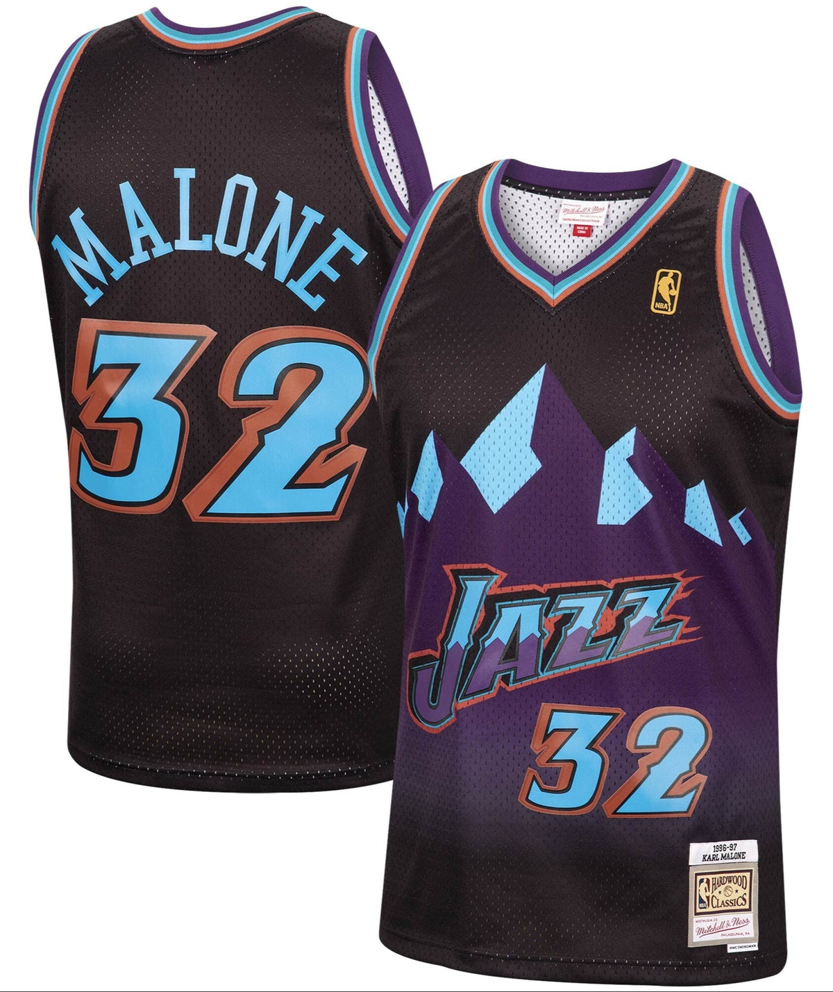 Mitchell & Ness Karl Malone Black Utah Jazz 1996-97 Hardwood Classics Reload Swingman Jersey for Men product image 1,
