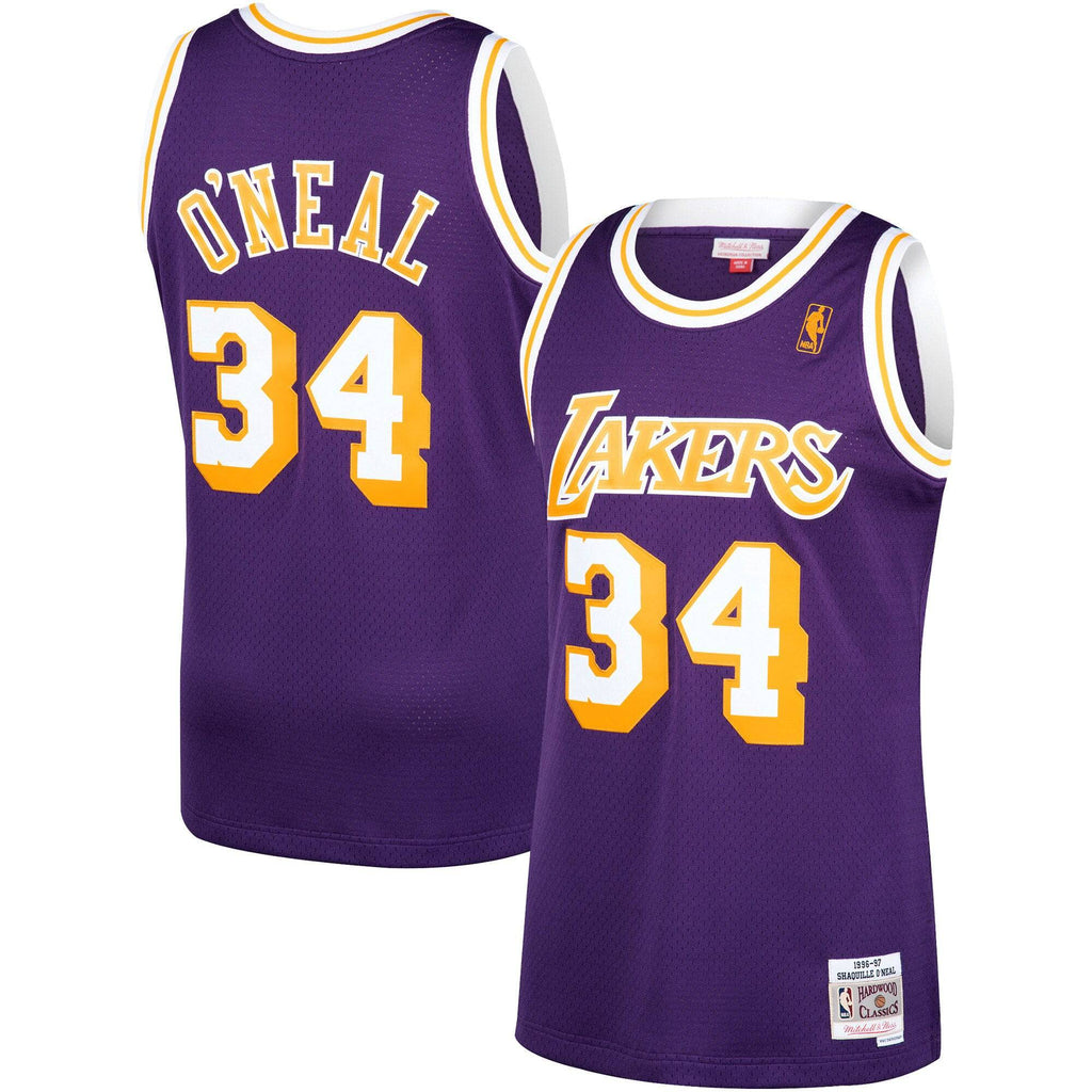 Los Angeles Lakers Shaquille O'Neal Mitchell & Ness NBA Mens Hardwood Classic 1996-97 Swingman Purple Jersey for Men product