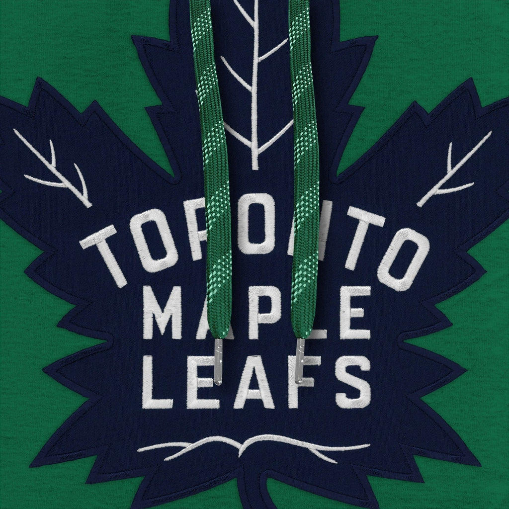 Toronto Maple Leafs NHL Bulletin Men Green Express Twill Blue Logo Hoodie product image 3, provided for visual reference and