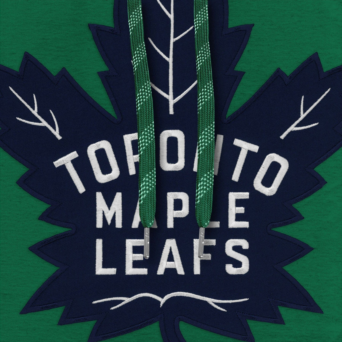 Toronto Maple Leafs NHL Bulletin Men Green Express Twill Blue Logo Hoodie product image 3, provided for visual reference and