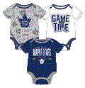 Toronto Maple Leafs NHL Outerstuff Infant Game Time 3 Piece Creeper Set product image 1, provided for visual reference and