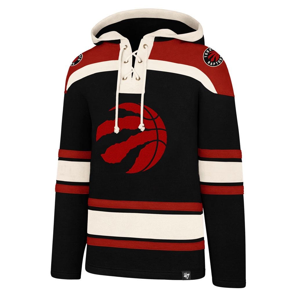 Toronto Raptors NBA 47 Brand Men Black Heavyweight Lacer Hoodie product image 1, provided for visual reference and product