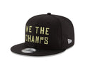 Toronto Raptors NBA New Era Men Black 9Fifty Gold WTC Champions Hat Side Rectangle Patch Snapback product image 1, provided