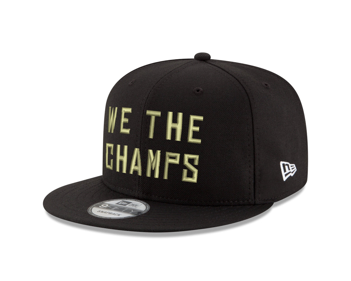 Toronto Raptors NBA New Era Men Black 9Fifty Gold WTC Champions Hat Side Rectangle Patch Snapback product image 1, provided