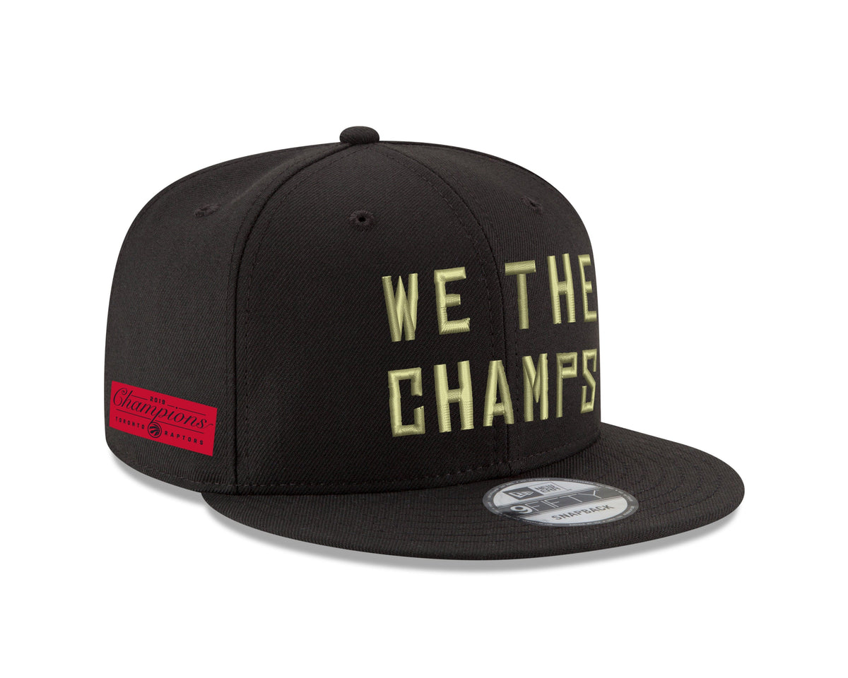 Toronto Raptors NBA New Era Men Black 9Fifty Gold WTC Champions Hat Side Rectangle Patch Snapback product image 2, provided