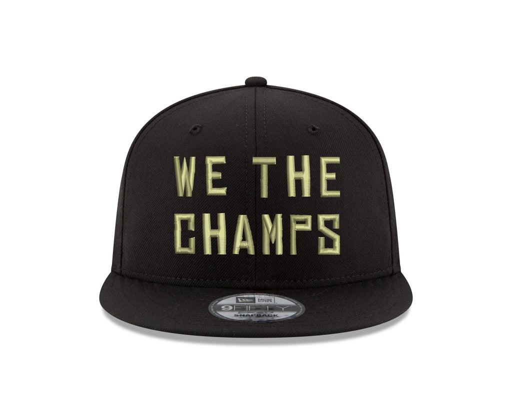 Toronto Raptors NBA New Era Men Black 9Fifty Gold WTC Champions Hat Side Rectangle Patch Snapback product image 3, provided