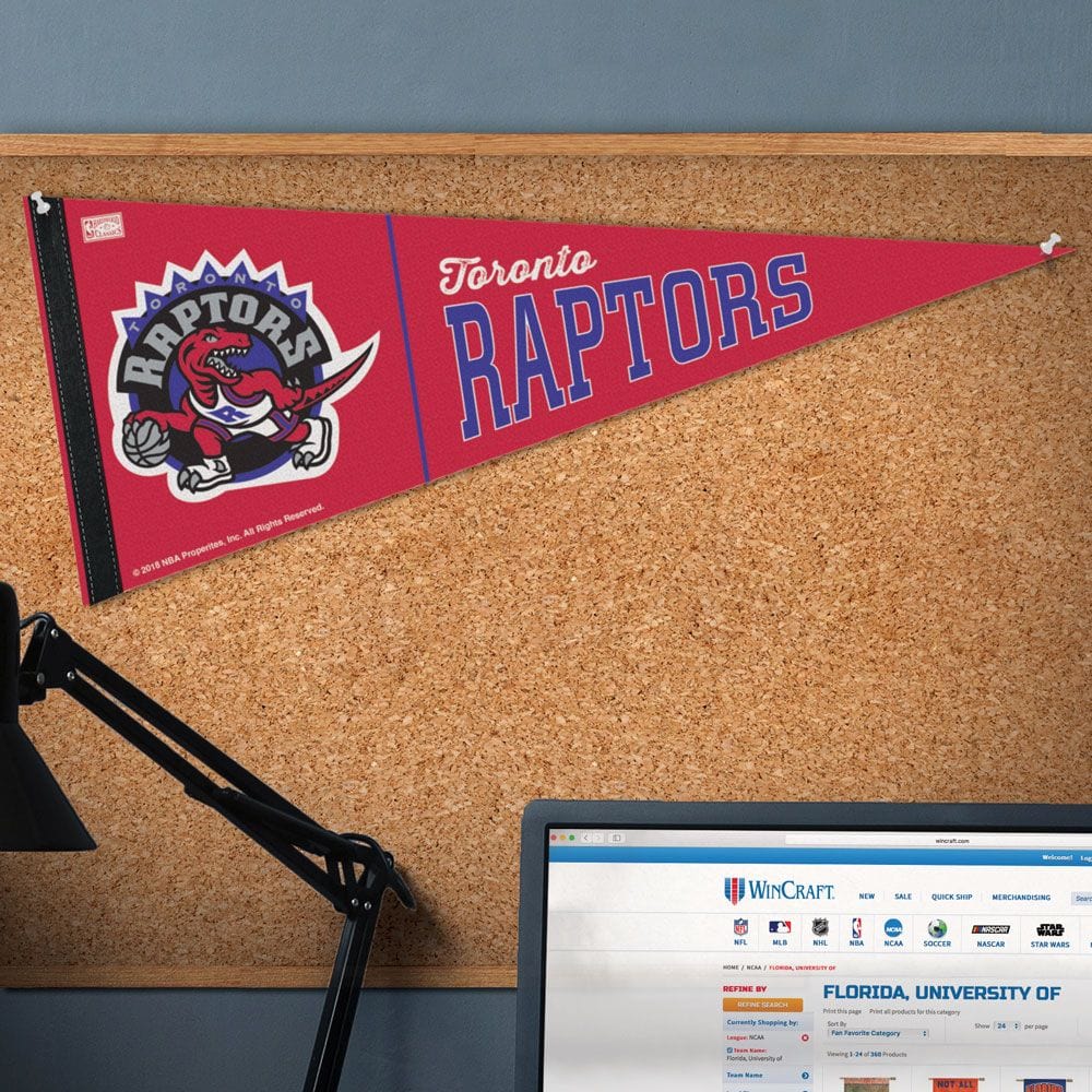 Toronto Raptors NBA WinCraft 12"x30" Hardwood Classic Premium Pennant product image 2, provided for visual reference and