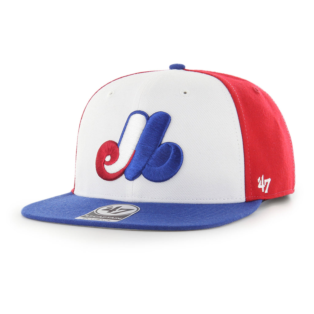 Montreal Expos MLB 47 Brand Men Tricolor Sure Shot Pinwheel Captain Snapback product image 3, provided for visual reference