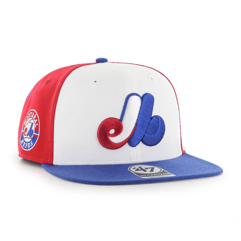 Montreal Expos MLB 47 Brand Men Tricolor Sure Shot Pinwheel Captain Snapback product image 1, provided for visual reference